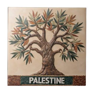 FREE PALESTINE olives branches mosaic ceramic tile
