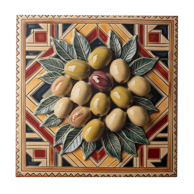 FREE PALESTINE olives branches mosaic ceramic tile (Front)