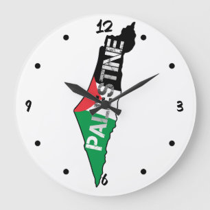 Free Palestine Palestine Flag on Palestine Map Large Clock
