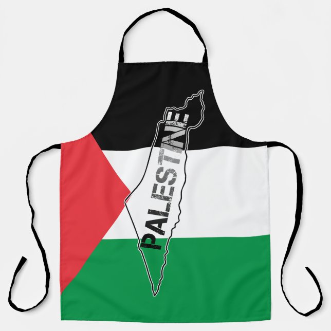 Free Palestine Palestine Map on Palestine Flag Apron (Front)
