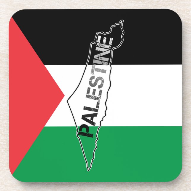 Free Palestine Palestine Map on Palestine Flag Coaster (Front)