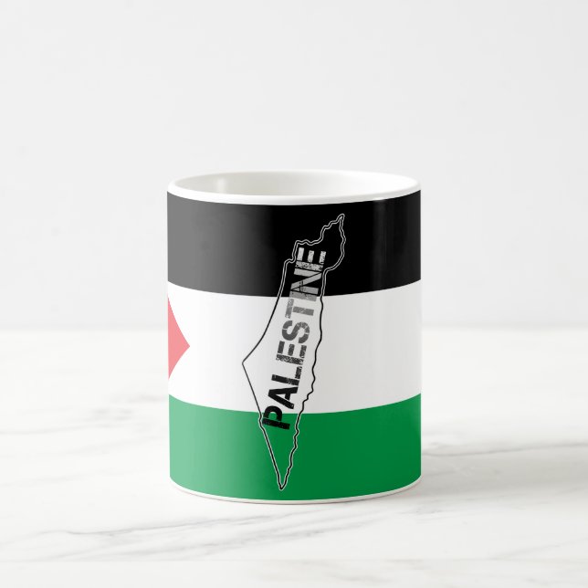 Free Palestine Palestine Map on Palestine Flag Coffee Mug (Center)