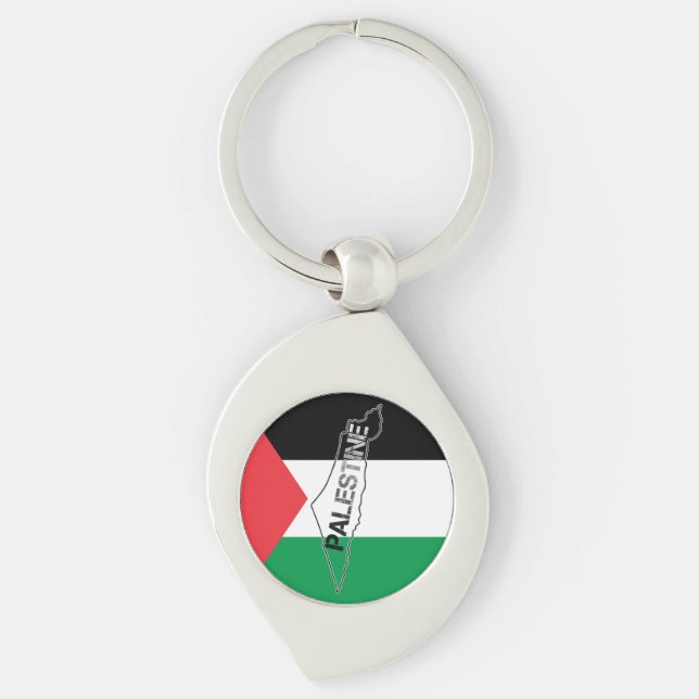 Free Palestine Palestine Map on Palestine Flag Key Ring (Front)