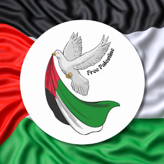 Free Palestine Palestinian Flag White Dove Peace Classic Round Sticker
