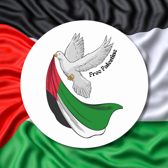 Free Palestine Palestinian Flag White Dove Peace Classic Round Sticker (Creator Uploaded)