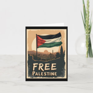 Free Palestine Palestinian Flag With Golden Palett Card