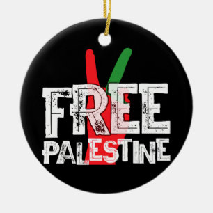 Free Palestine Palestinian Patriotic Ceasefire Tee Ceramic Ornament