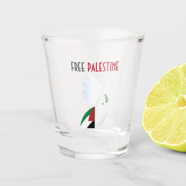 Free Palestine – Pro-Palestine Gift, Flag Design Shot Glass (Front)