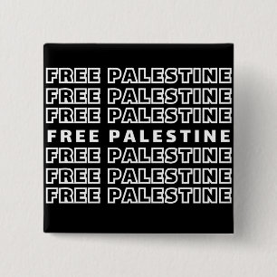 FREE PALESTINE Repeat Text typography Design 15 Cm Square Badge