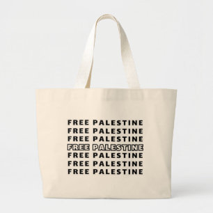 FREE PALESTINE Repeat Text typography Design  Large Tote Bag