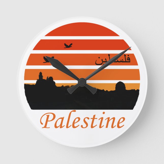 free palestine round clock (Front)