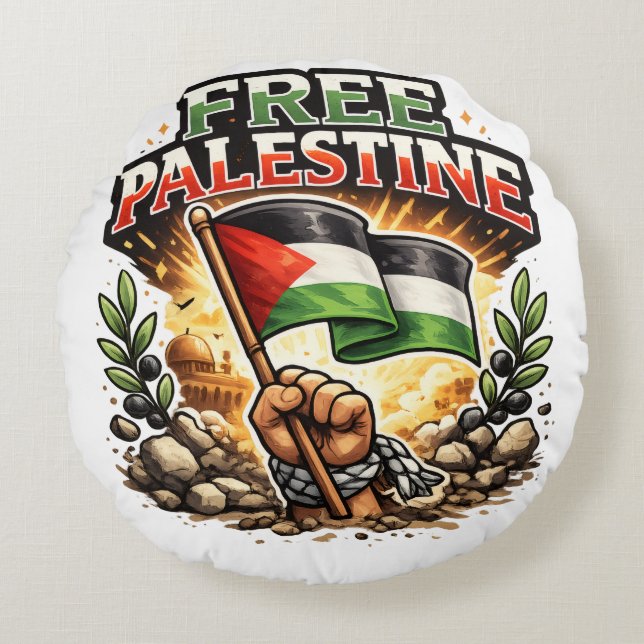 Free Palestine Round Cushion (Front)