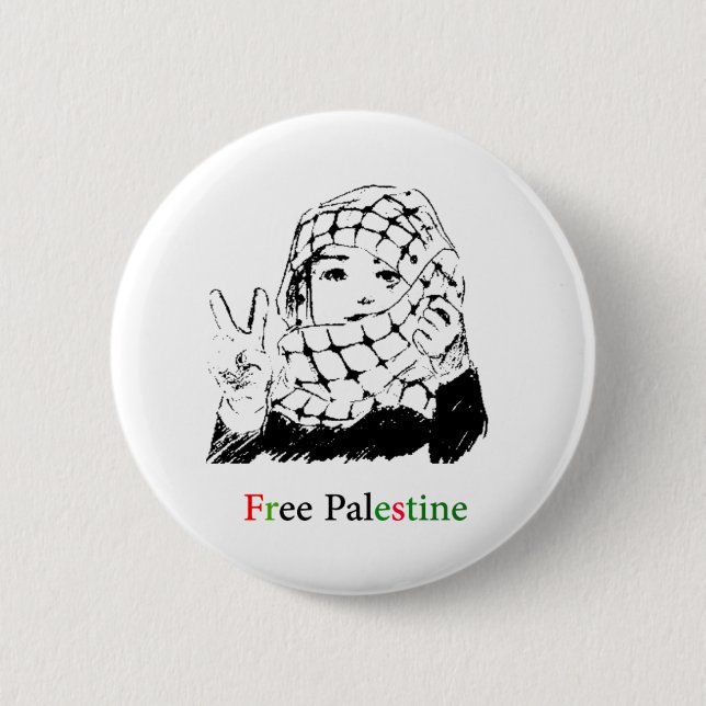 Free Palestine rounded buttom 6 Cm Round Badge (Front)