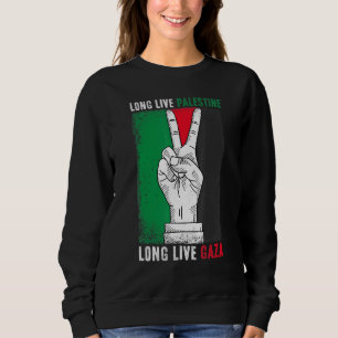 Free Palestine Stand With Gaza Flag Long Live Pale Sweatshirt