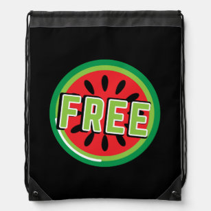 Free Palestine watermelon- Freedom for Palestinian Drawstring Bag