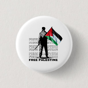 FREE PALESTINE WHITE  3 CM ROUND BADGE