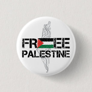 Free Palestine with Palestinian flag 3 Cm Round Badge