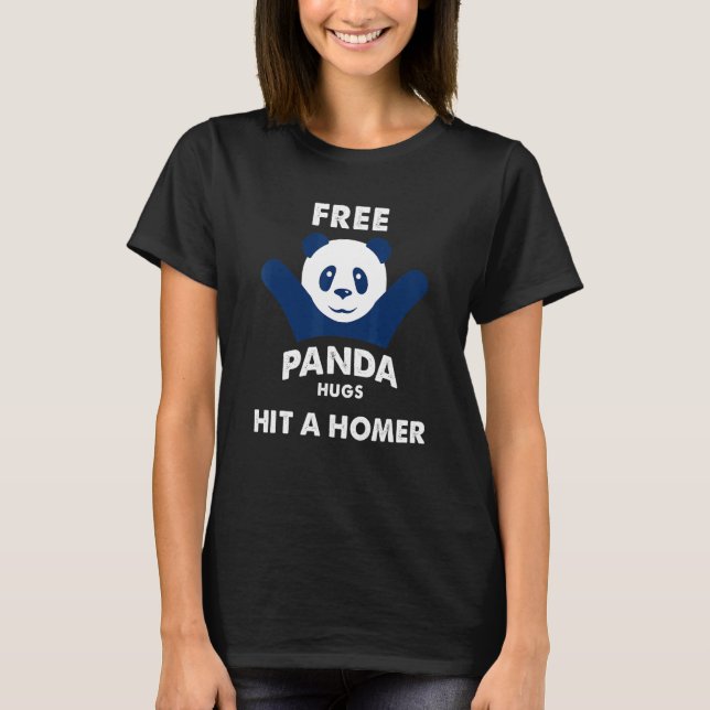Free Panda Hugs Braves Hit A Homer- Free Panda Hug T-Shirt (Front)