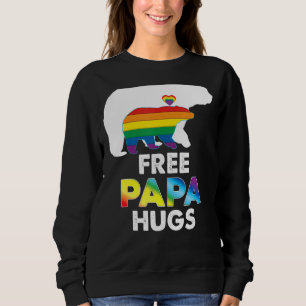 Free Papa Hugs Rainbow Bear Lgbt Pride Gay Lesbian Sweatshirt