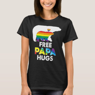 Free Papa Hugs Rainbow Bear Lgbt Pride Gay Lesbian T-Shirt