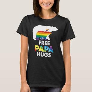 Free Papa Hugs Rainbow Bear Lgbt Pride Gay Lesbian T-Shirt