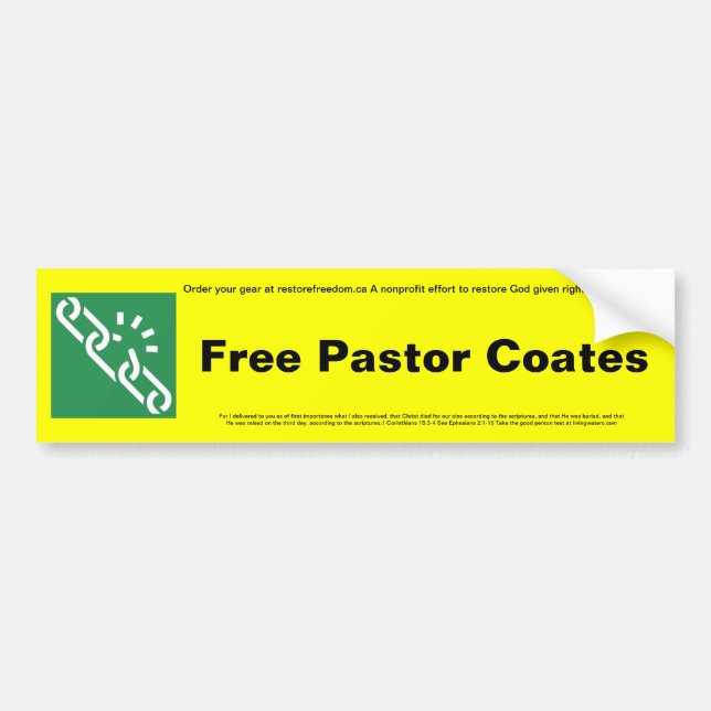 Free Pastor Coates Bumper Sticker (Front)