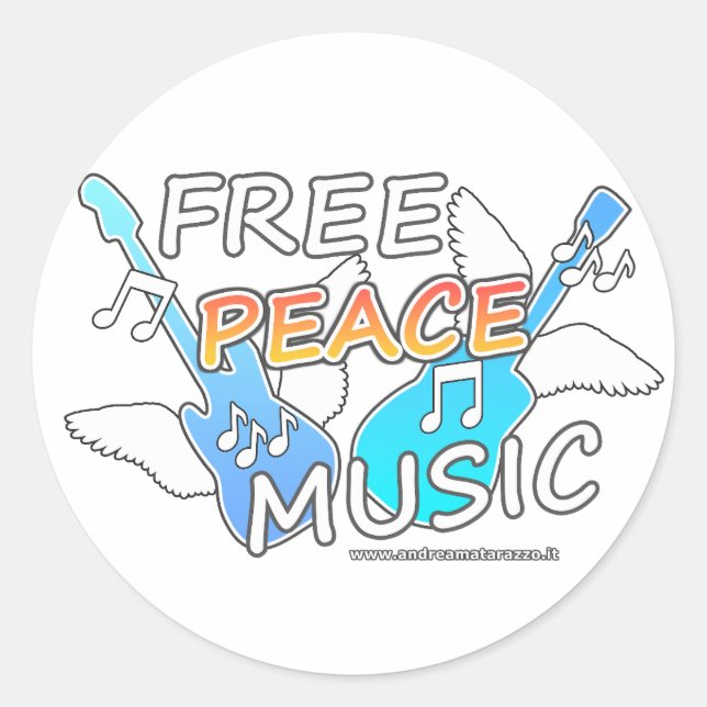 Free Peace Music   Classic Round Sticker (Front)