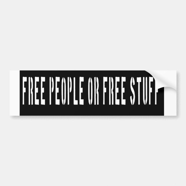 Free People or Free Stuff Stencil Bumper Sticker (Front)