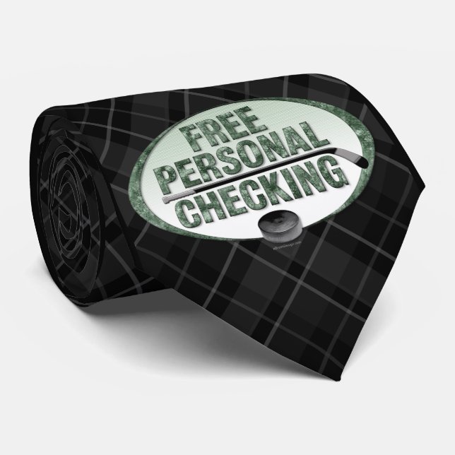 Free Personal Checking (hockey) Neck Tie (Rolled)