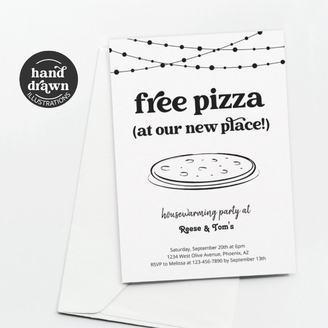 Free Pizza Funny Housewarming Party Invitation (Creator Uploaded)