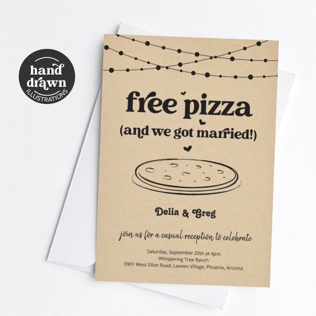 Free Pizza Funny Wedding Reception Only Invitation (Creator Uploaded)