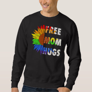 Free Pride Mum Hugs Sunflower Lgbtq Rainow Graphic Sweatshirt