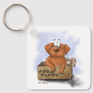 Free Puppy Cartoon Plus 1 Key Ring