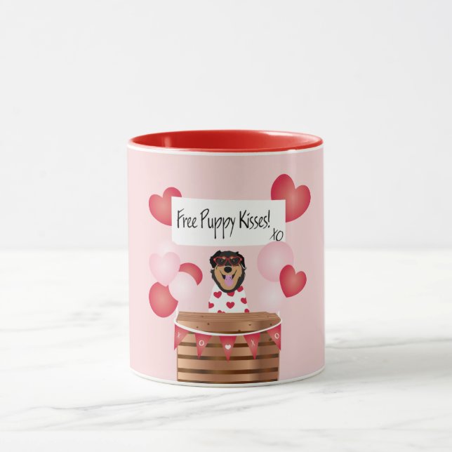 Free Puppy Kisses Valentine Dog Mug (Center)