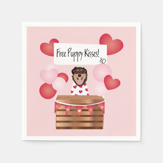 Free Puppy Kisses Valentine Dog Napkin (Front)