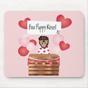 Free Puppy Kisses Valentine Dog Red Mouse Pad