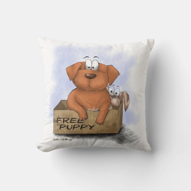 Free Puppy Plus 1 Cartoon Cushion (Front)