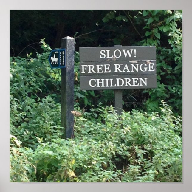 Free Range Children sign, fun Poster (Front)