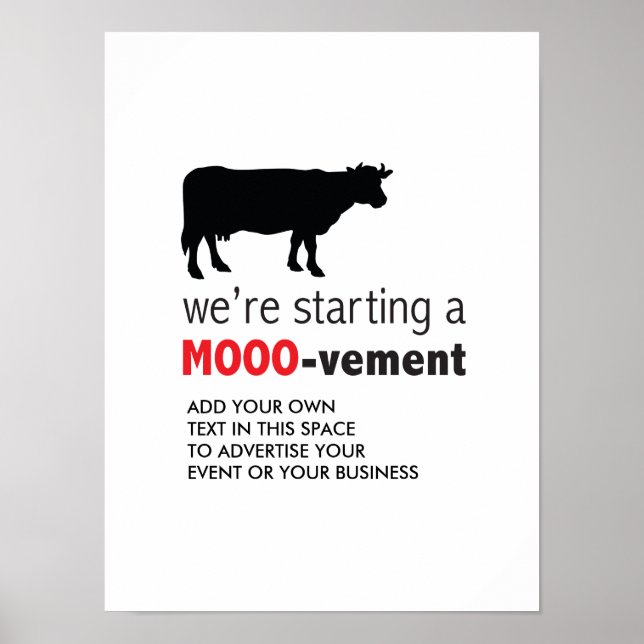 Free Range Dairy Farm Cow Lover Movement Poster (Front)