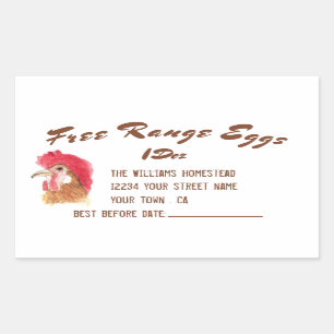 Free Range Eggs Watercolor Egg Carton Rectangular Sticker