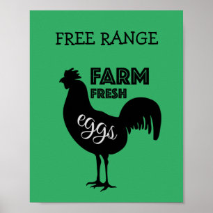 Free Range Farm Fresh Eggs Poster