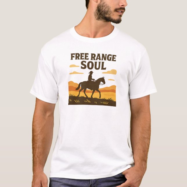 Free Range Soul Sunset Cowboy Graphic T-Shirt (Front)
