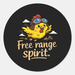 Free Range Spirit Cute Chicken With Aviator Goggle Classic Round Sticker
