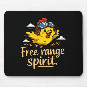 Free Range Spirit Cute Chicken With Aviator Goggle Mouse Pad