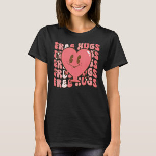 Free Retro Hugs Groovy Valentine's Day Heart Love T-Shirt