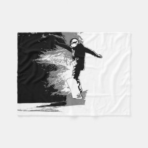 Free-riding- Snowboarder  Fleece Blanket
