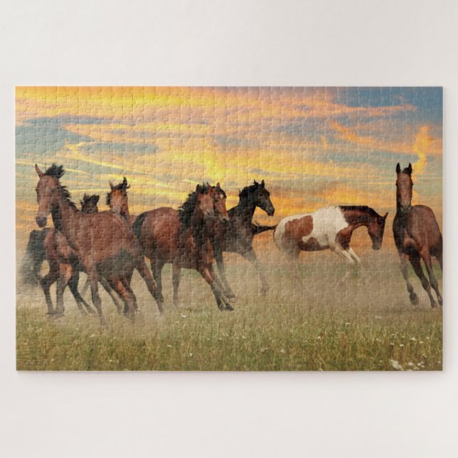 Free Roaming at Sunset Jigsaw Puzzle (Horizontal)