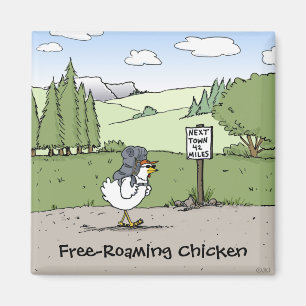 Free-Roaming Chicken Funny Hiking Chicken Cartoon Magnet