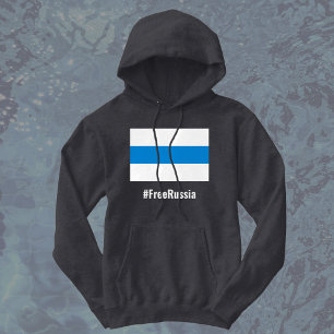 Free Russia - English - White Blue White Flag Hoodie