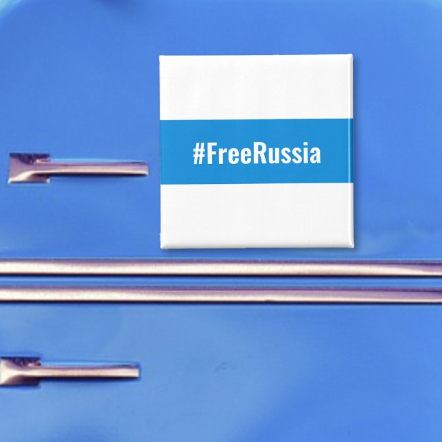 Free Russia - English - White Blue White Flag Magnet (Free Russia - English - White Blue White Flag Magnet by The Social Observatory Shop)